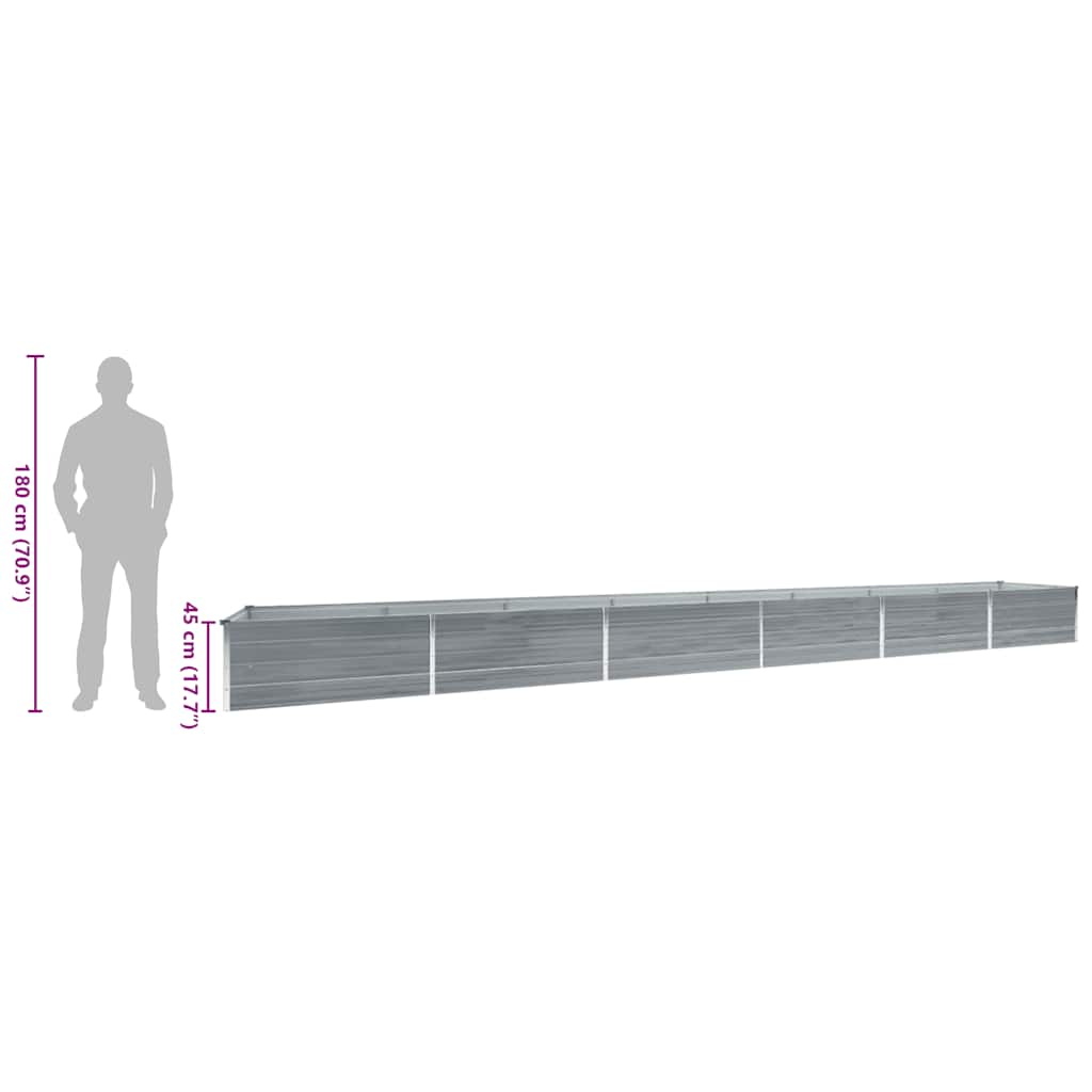 vidaXL Ζαρντινιέρα Υπερυψωμένη Γκρι 600x80x45 εκ. Γαλβαν. Χάλυβας