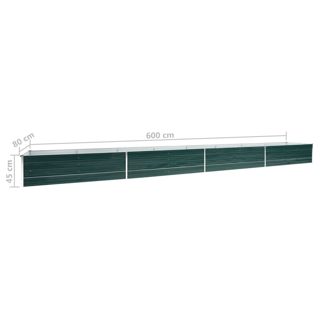 vidaXL Ζαρντινιέρα Υπερυψωμένη Πράσινη 600x80x45 εκ. Γαλβαν. Χάλυβας