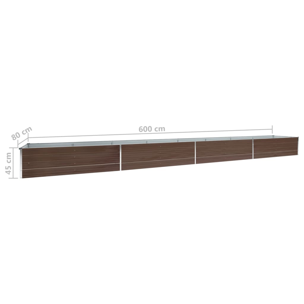 vidaXL Ζαρντινιέρα Υπερυψωμένη Καφέ 600x80x45 εκ. Γαλβαν. Χάλυβας