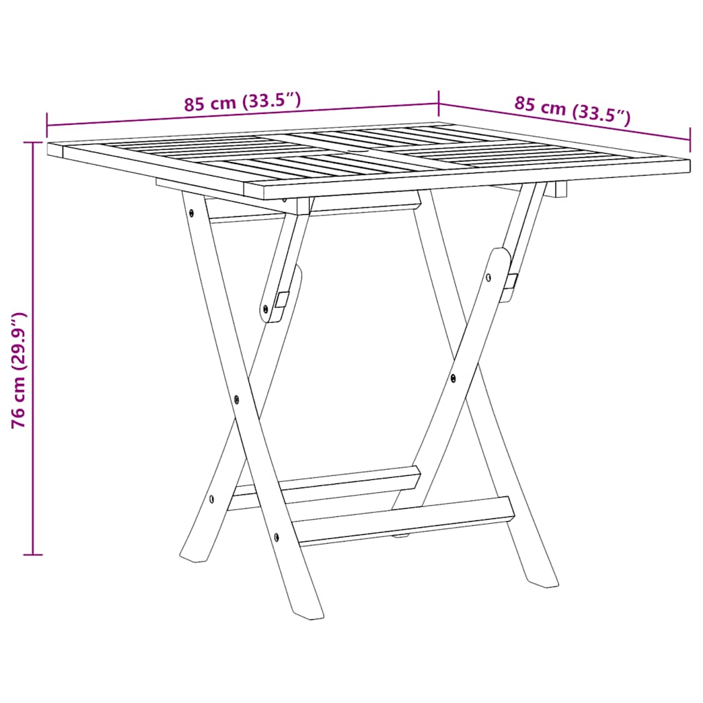 vidaXL Τραπέζι Κήπου Πτυσσόμενο 85 x 85 x 76 εκ. από Μασίφ Ξύλο Teak