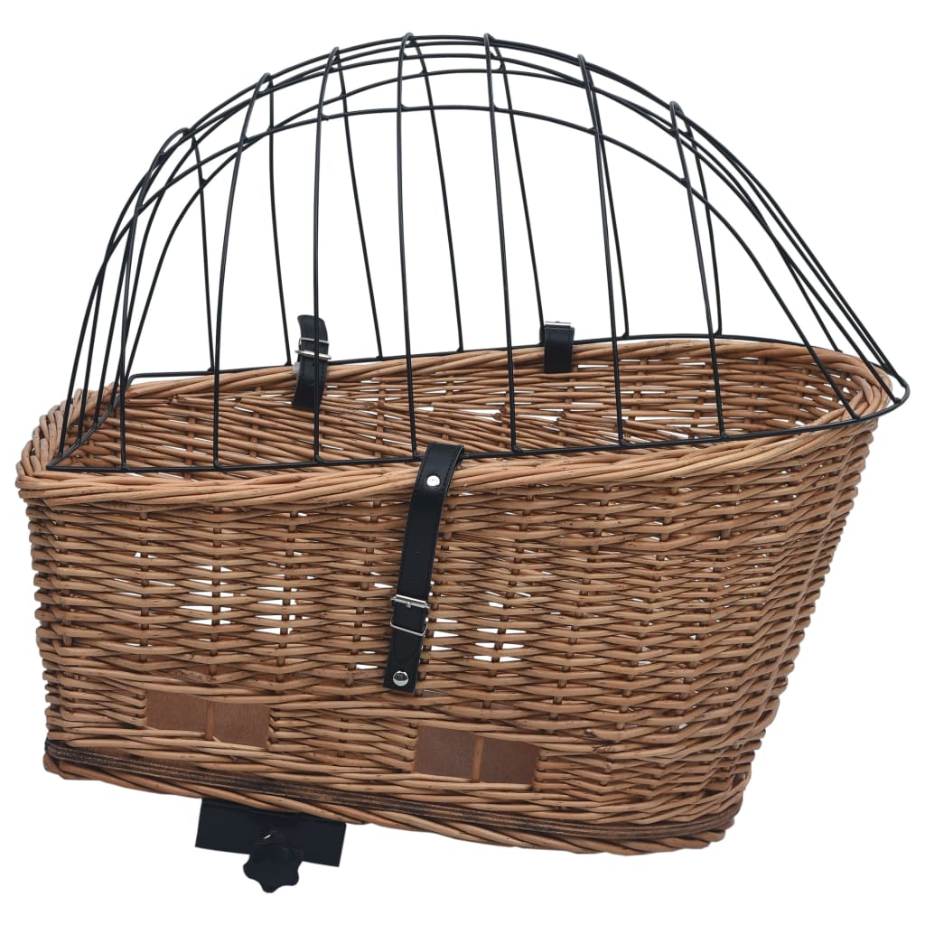 vidaXL Οπίσθιο Καλάθι Ποδηλάτου με Κάλυμμα 55x31x36 εκ. Ξύλο Ιτιάς