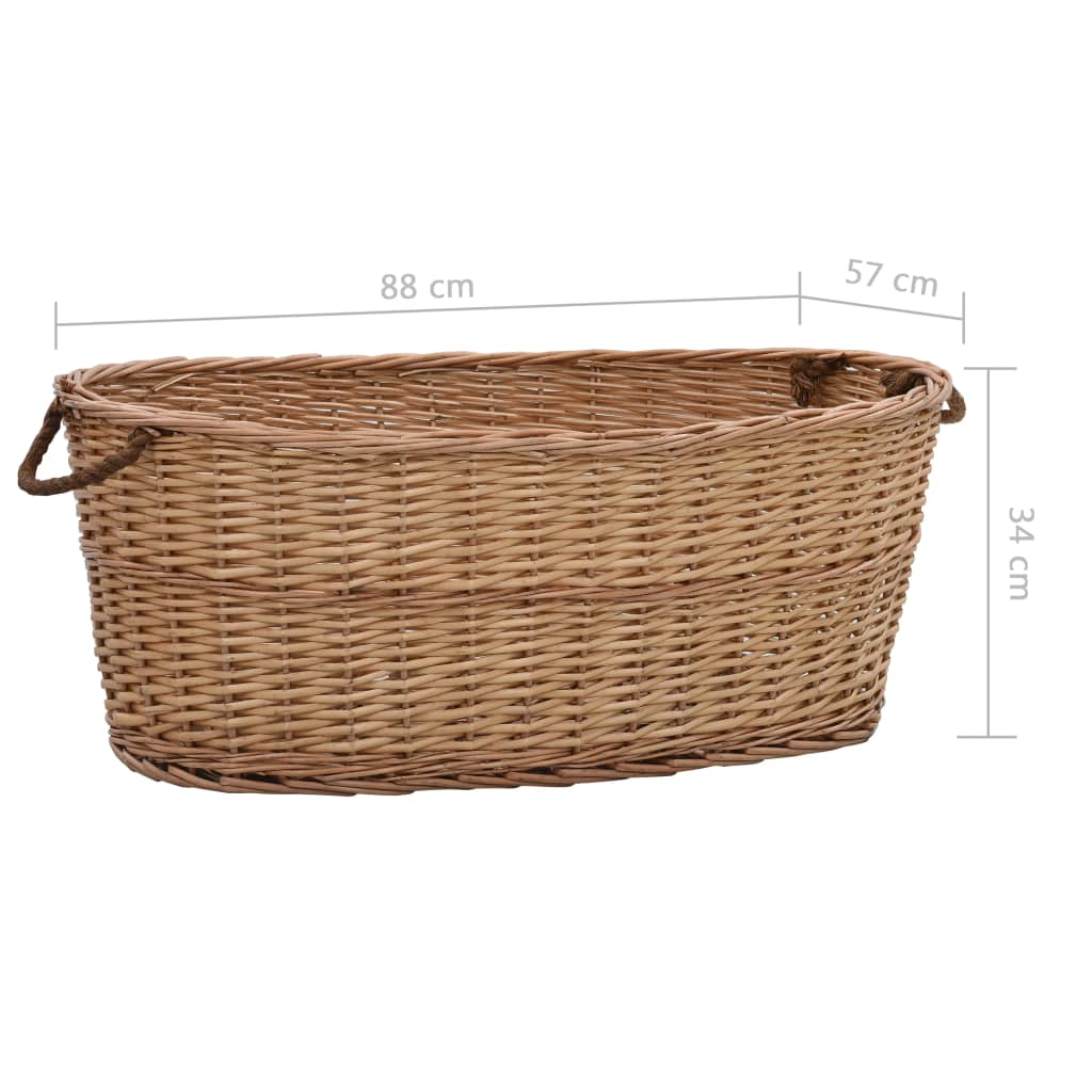 vidaXL Καλάθι Καυσόξυλων με Λαβές Μεταφοράς 88x57x34 εκ. Φυσική Ιτιά
