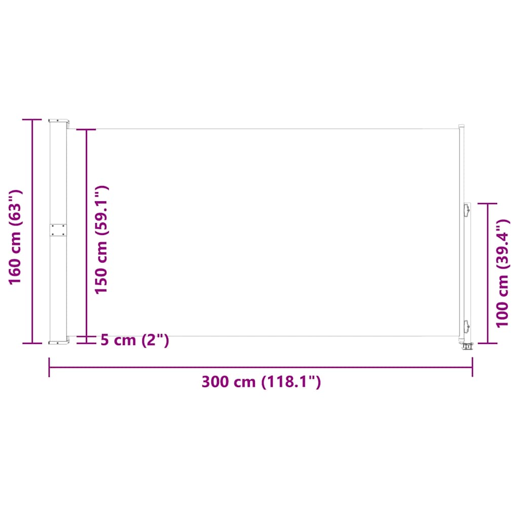vidaXL Σκίαστρο Πλαϊνό Συρόμενο Βεράντας Μπλε 160 x 300 εκ.