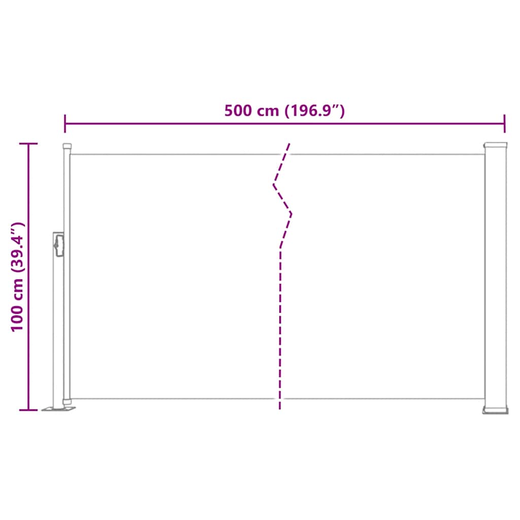 vidaXL Σκίαστρο Πλαϊνό Συρόμενο Βεράντας Μπλε 100 x 500 εκ.