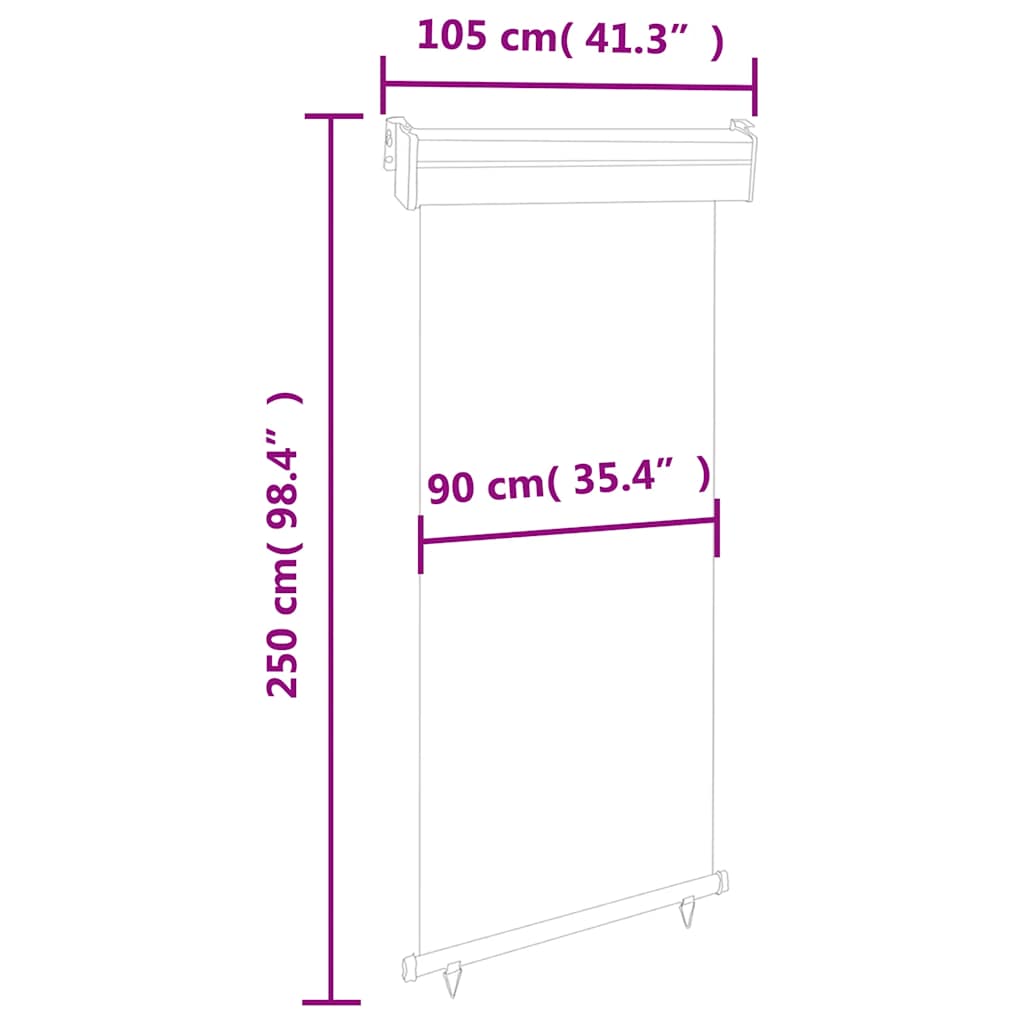 vidaXL Σκίαστρο Βεράντας Πλαϊνό Γκρι 105 x 250 εκ.