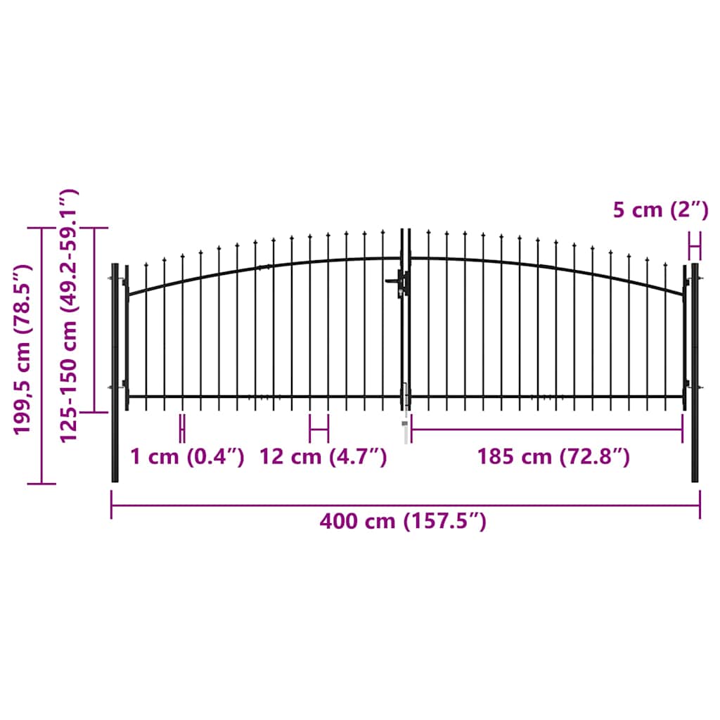 vidaXL Πόρτα με Διπλή Πόρτα Woerden με Κορυφή Λόγχης 400x199,5 εκ.