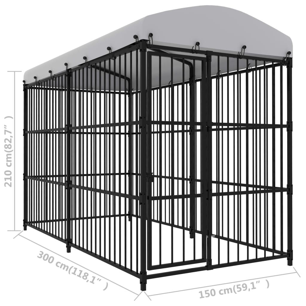vidaXL Κλουβί Σκύλου Εξωτερικού Χώρου 300x150x210 εκ. με Στέγαστρο