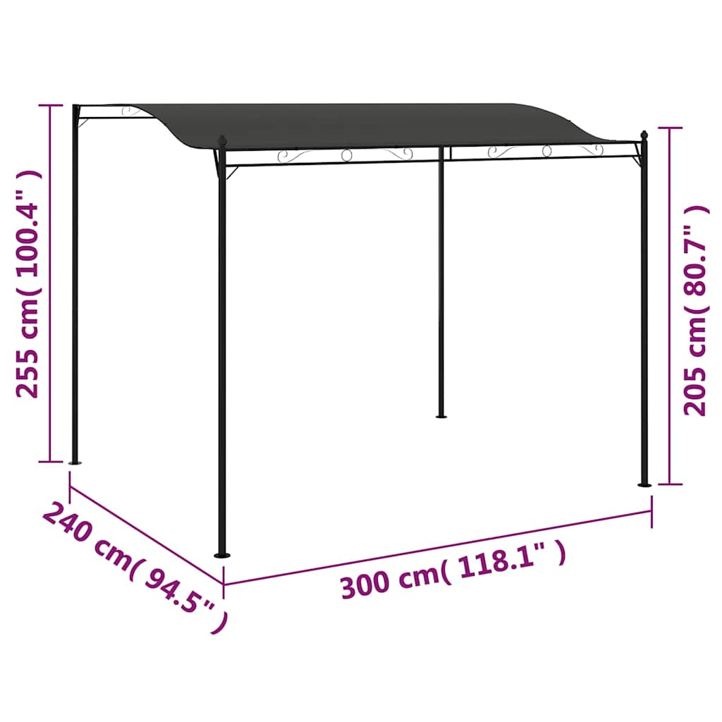 vidaXL Κιόσκι Σκίασης Ανθρακί 3 x 2,4 μ.