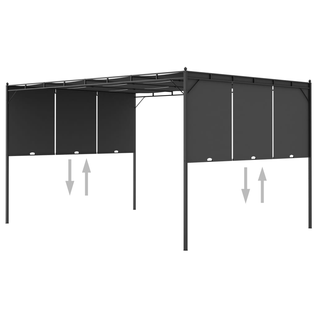 vidaXL Κιόσκι Κήπου Ανθρακί 4 x 3 x 2,25 μ. με Πλαϊνή Κουρτίνα