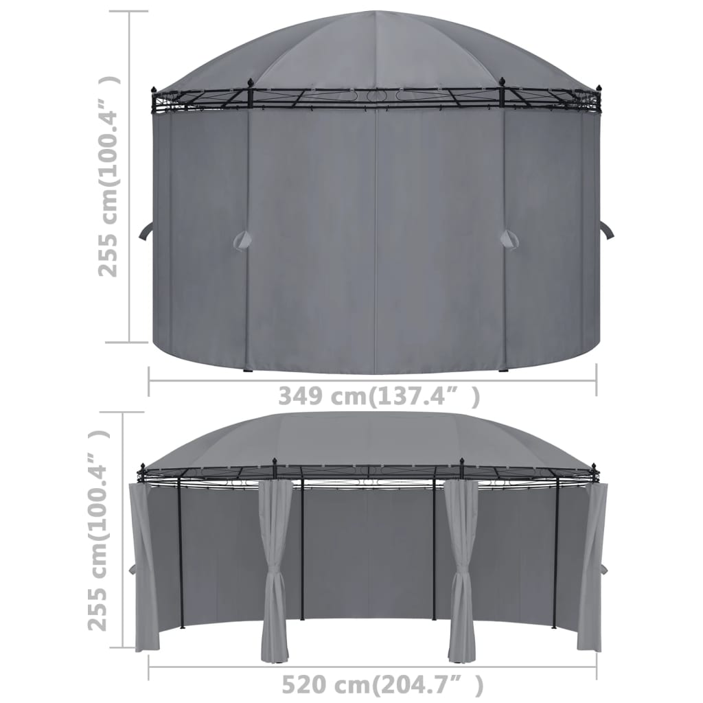 vidaXL Κιόσκι με Κουρτίνες Ανθρακί 520 x 349 x 255 εκ.