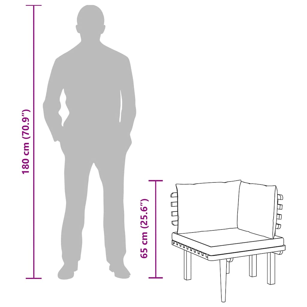 vidaXL Καναπές Γωνιακός Κήπου από Μασίφ Ξύλο Ακακίας & Μαξιλάρια