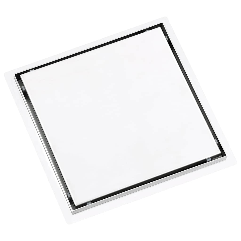 vidaXL Σιφόνι 2 σε 1 Επίπεδο/Ένθετο Πλακιδίου 28x28 εκ. Ανοξ. Ατσάλι