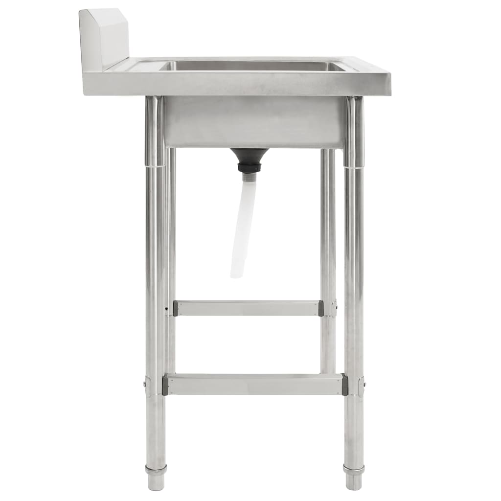 vidaXL Νεροχύτης Κουζίνας με Μονή Γούρνα από Ανοξείδωτο Ατσάλι