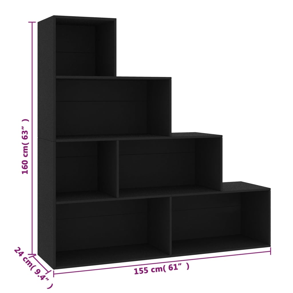 vidaXL Βιβλιοθήκη/Διαχωριστικό Χώρου Μαύρο 155x24x160 εκ. Επεξ. Ξύλο