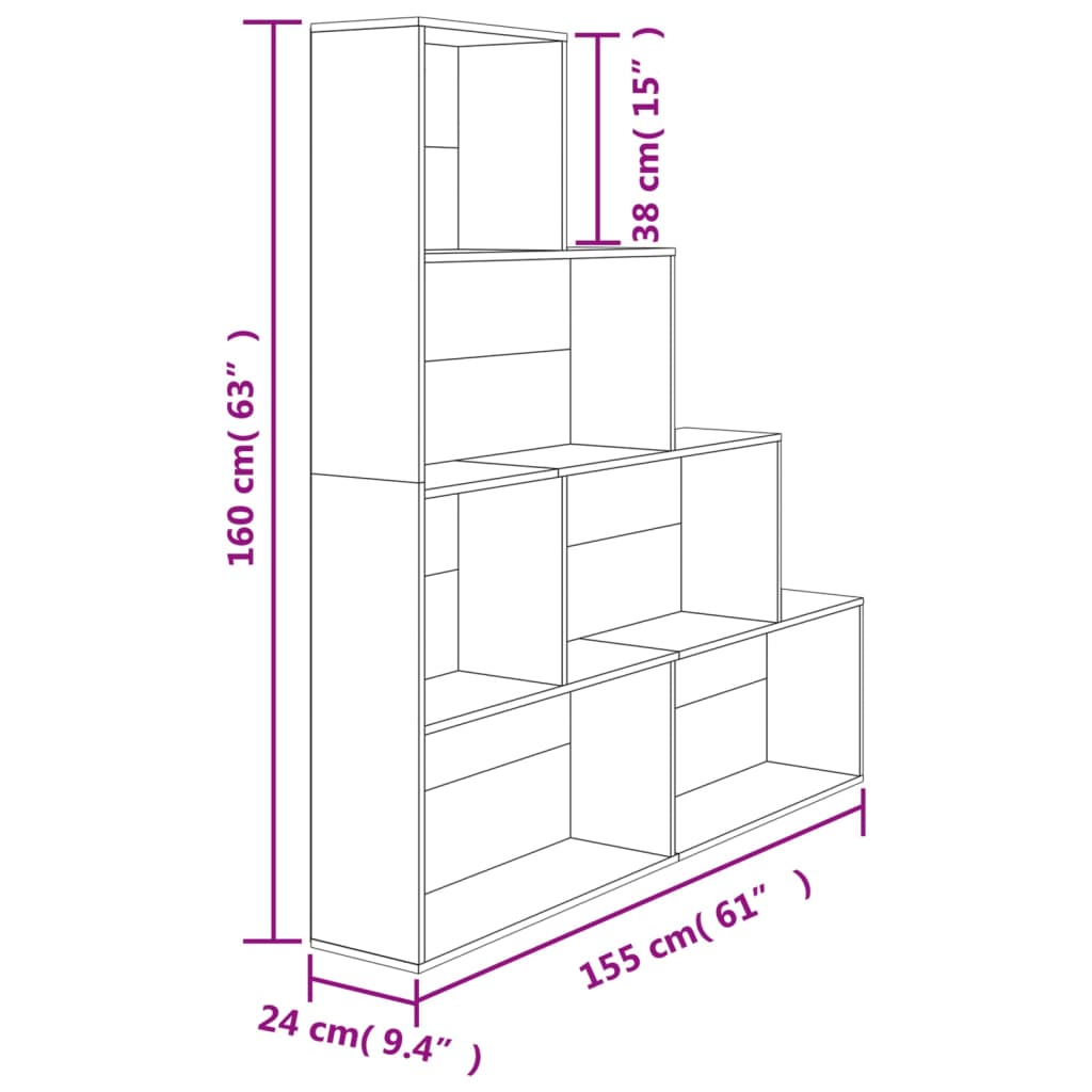 vidaXL Βιβλιοθήκη/Διαχωριστικό Γκρι Σκυροδ. 155x24x160 εκ. Επεξ. Ξύλο