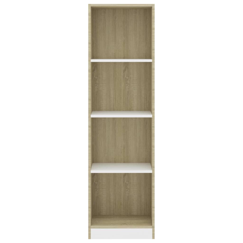 vidaXL Βιβλιοθήκη με 4 Ράφια Λευκό/Sonoma 40x24x142 εκ. Επεξ. Ξύλο