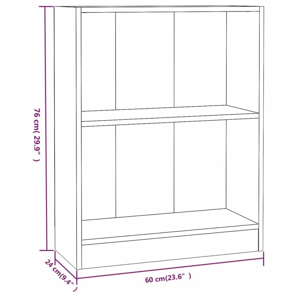 vidaXL Βιβλιοθήκη Γκρι 60 x 24 x 76 εκ. από Επεξεργασμένο Ξύλο