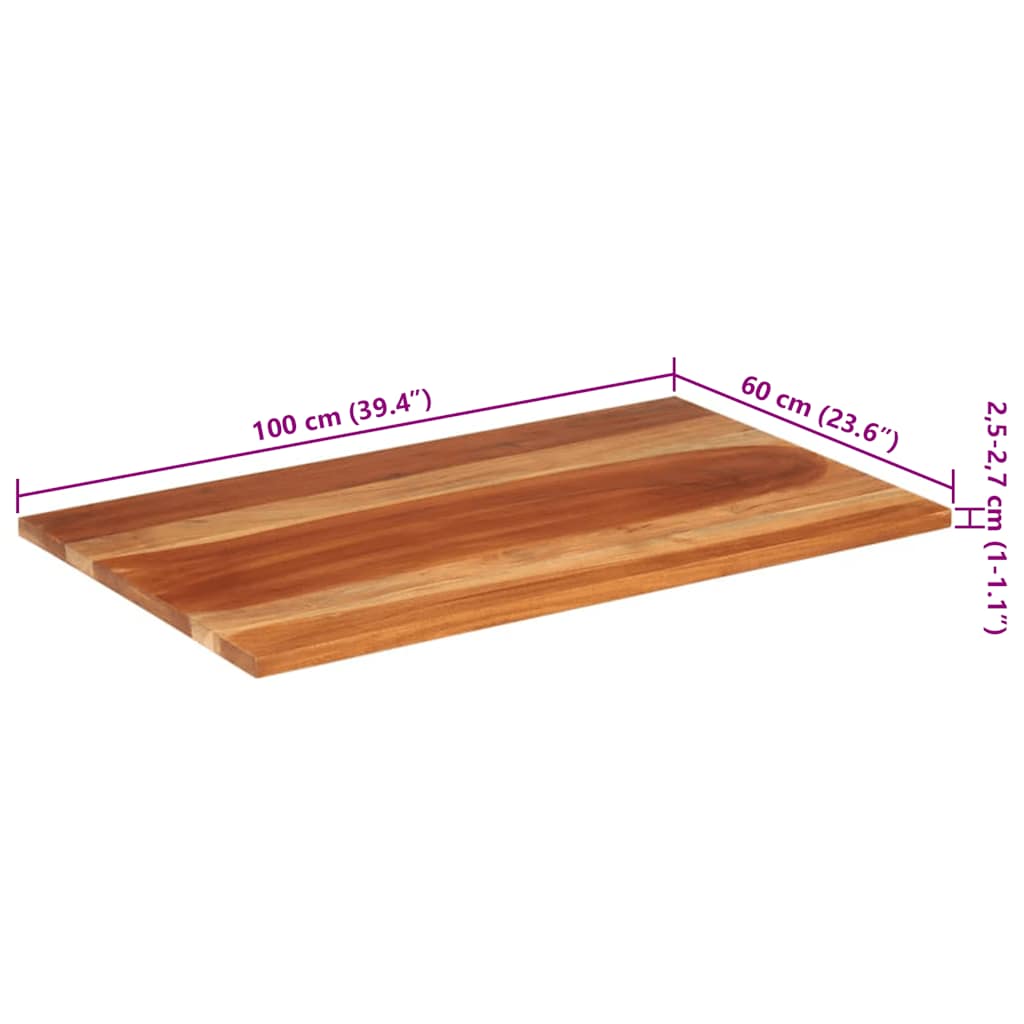vidaXL Επιφάνεια Τραπεζιού 25-27 χιλ. 60x100 εκ. Ξύλο Ακακίας