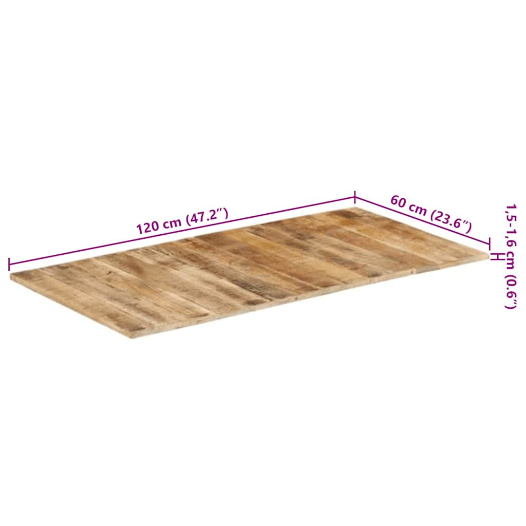vidaXL Επιφάνεια Τραπεζιού 15-16 χιλ. 120x60 εκ. από Μασίφ Ξύλο Μάνγκο