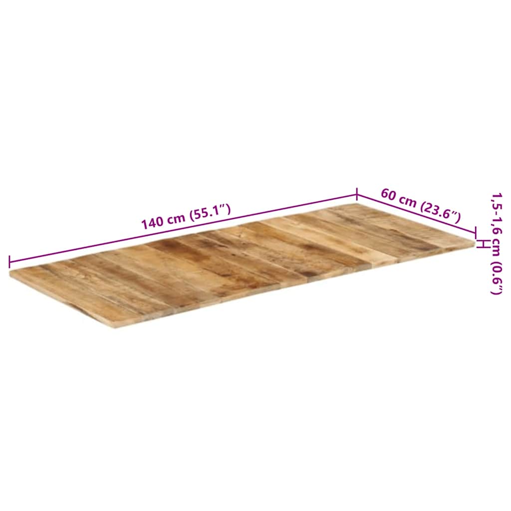 vidaXL Επιφάνεια Τραπεζιού 15-16 χιλ. 140x60 εκ. από Μασίφ Ξύλο Μάνγκο