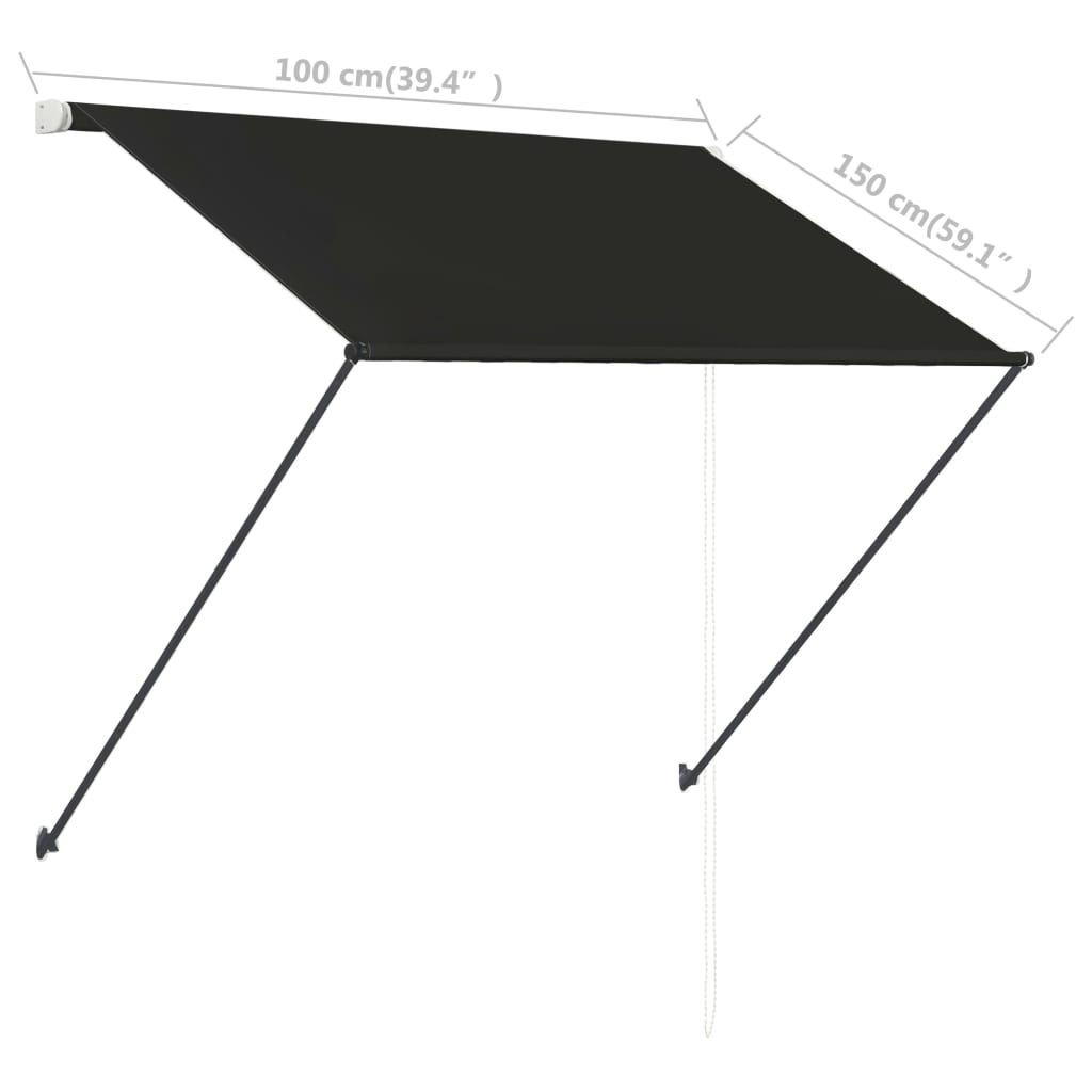 vidaXL Τέντα Συρόμενη με LED Ανθρακί 100 x 150 εκ.