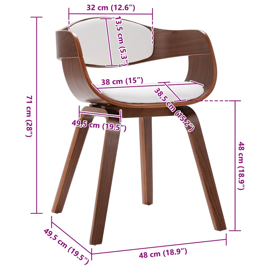 vidaXL Καρέκλες Τραπεζαρίας 2 τεμ. Λυγισμένο Ξύλο / Συνθετικό Δέρμα