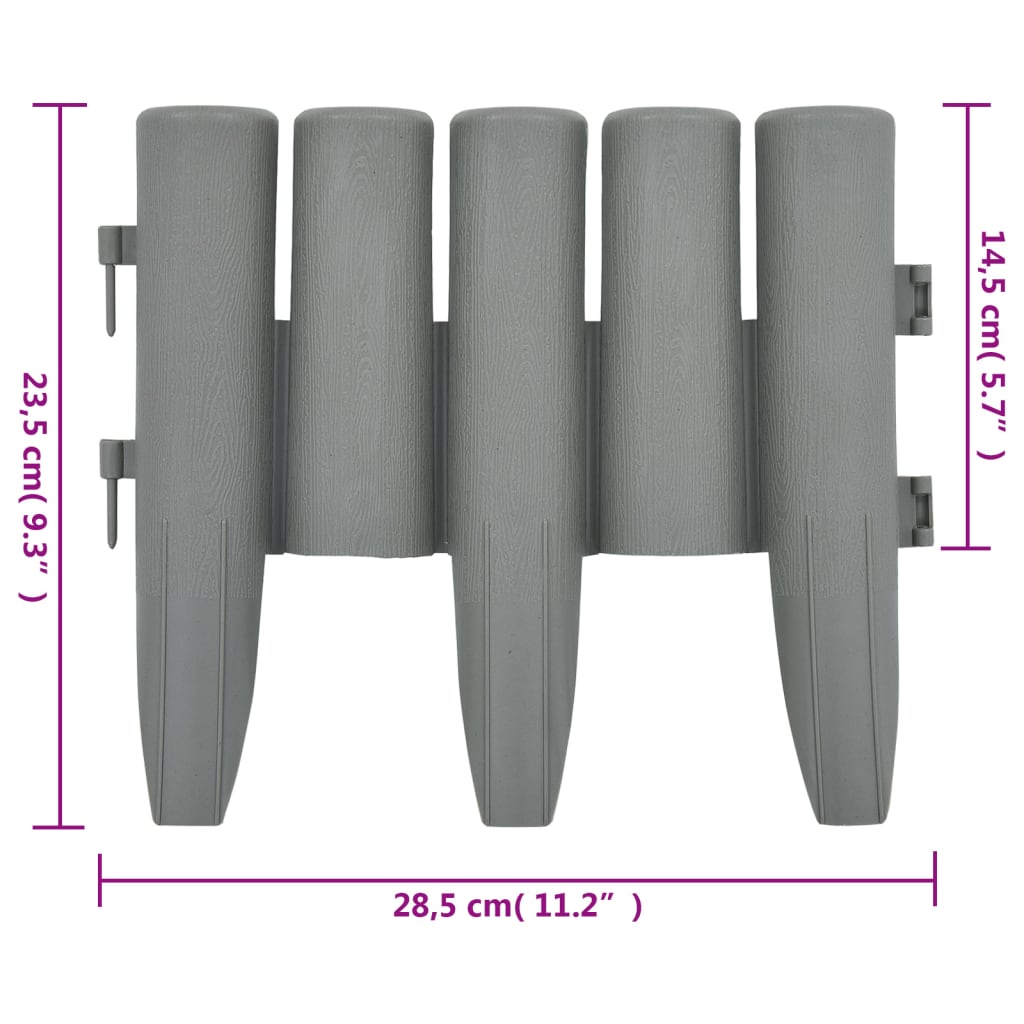 vidaXL Μπορντούρες Γκαζόν 36 τεμ. Γκρι 10 μ. από Πολυπροπυλένιο