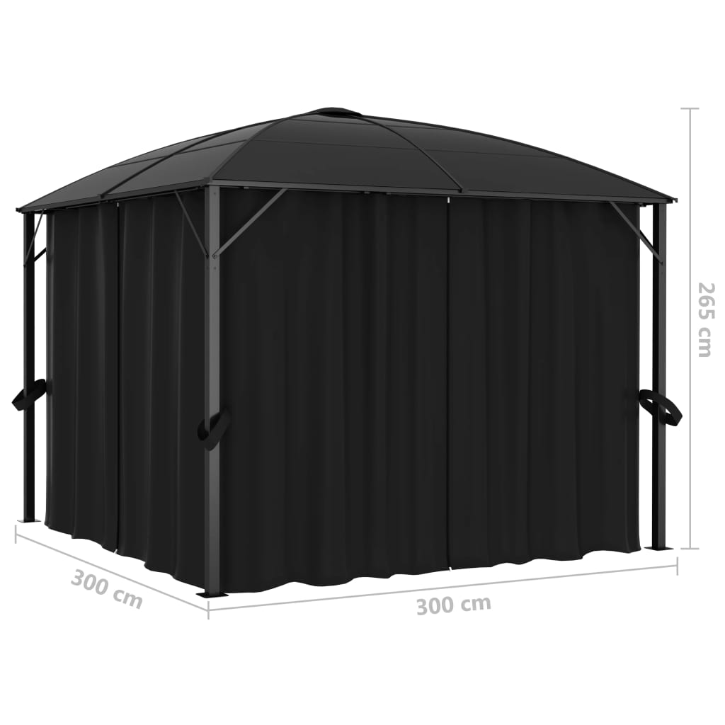 vidaXL Κιόσκι με Κουρτίνες Ανθρακί 300 x 300 x 265 εκ.