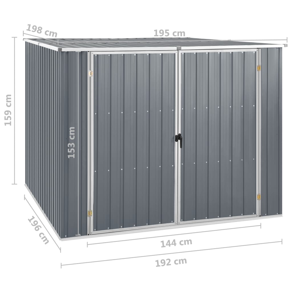 vidaXL Αποθήκη Κήπου Γκρι 195 x 198 x 159 εκ. από Γαλβανισμένο Ατσάλι