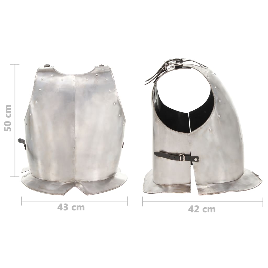 vidaXL Θώρακας Μεσαιωνικής Πανοπλίας Ιππότη Ρέπλικα LARP Ασημί Ατσάλι