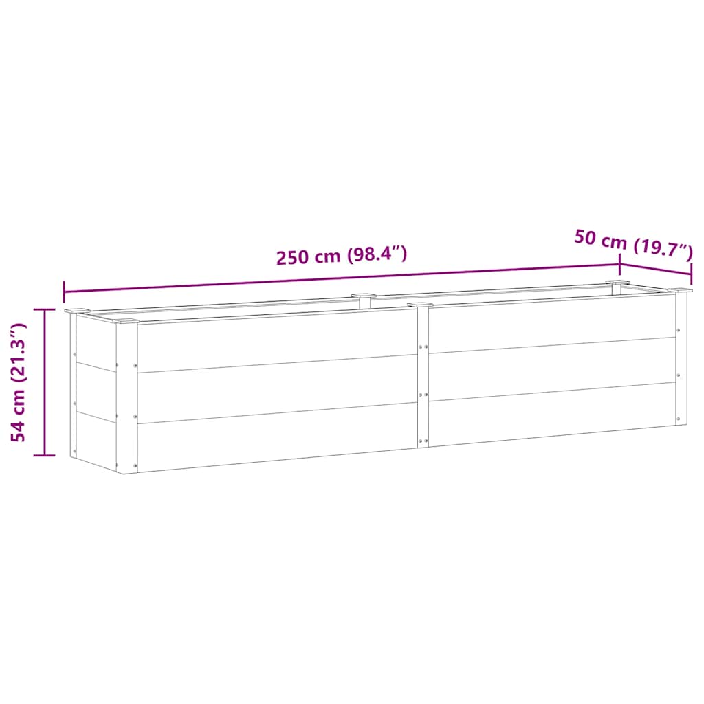 vidaXL Ζαρντινιέρα Υπερυψωμένη Γκρι 250 x 50 x 54 εκ. από WPC