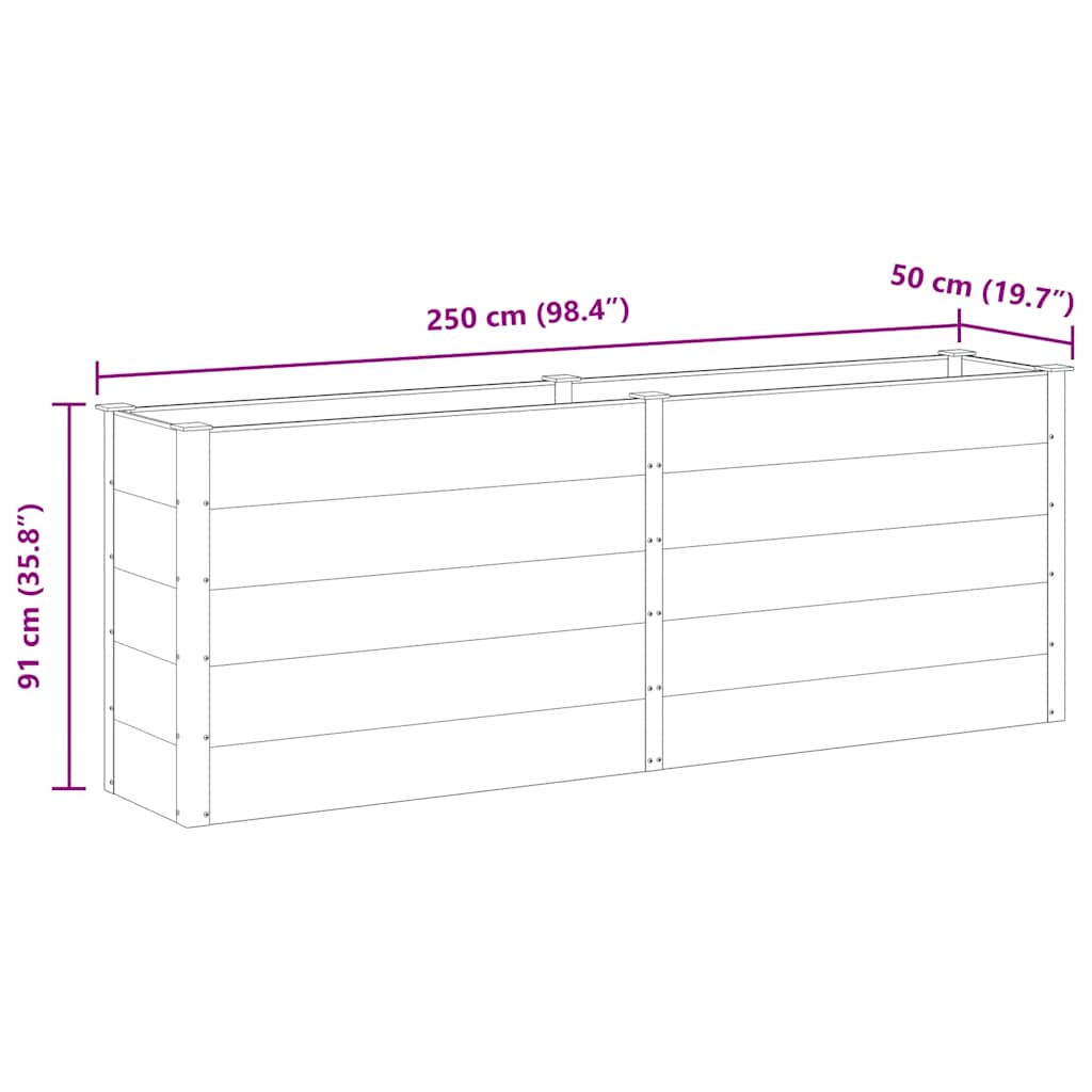 vidaXL Ζαρντινιέρα Υπερυψωμένη Γκρι 250 x 50 x 91 εκ. από WPC