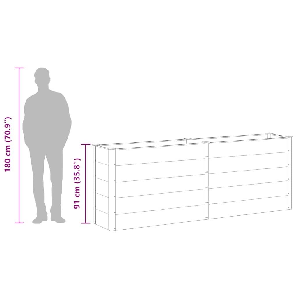 vidaXL Ζαρντινιέρα Υπερυψωμένη Γκρι 250 x 50 x 91 εκ. από WPC