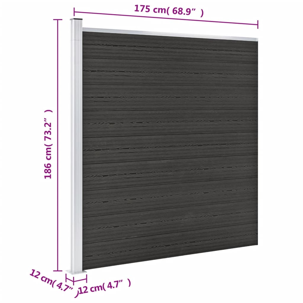 vidaXL Πάνελ Περίφραξης Γκρι 175 x 186 εκ. από WPC