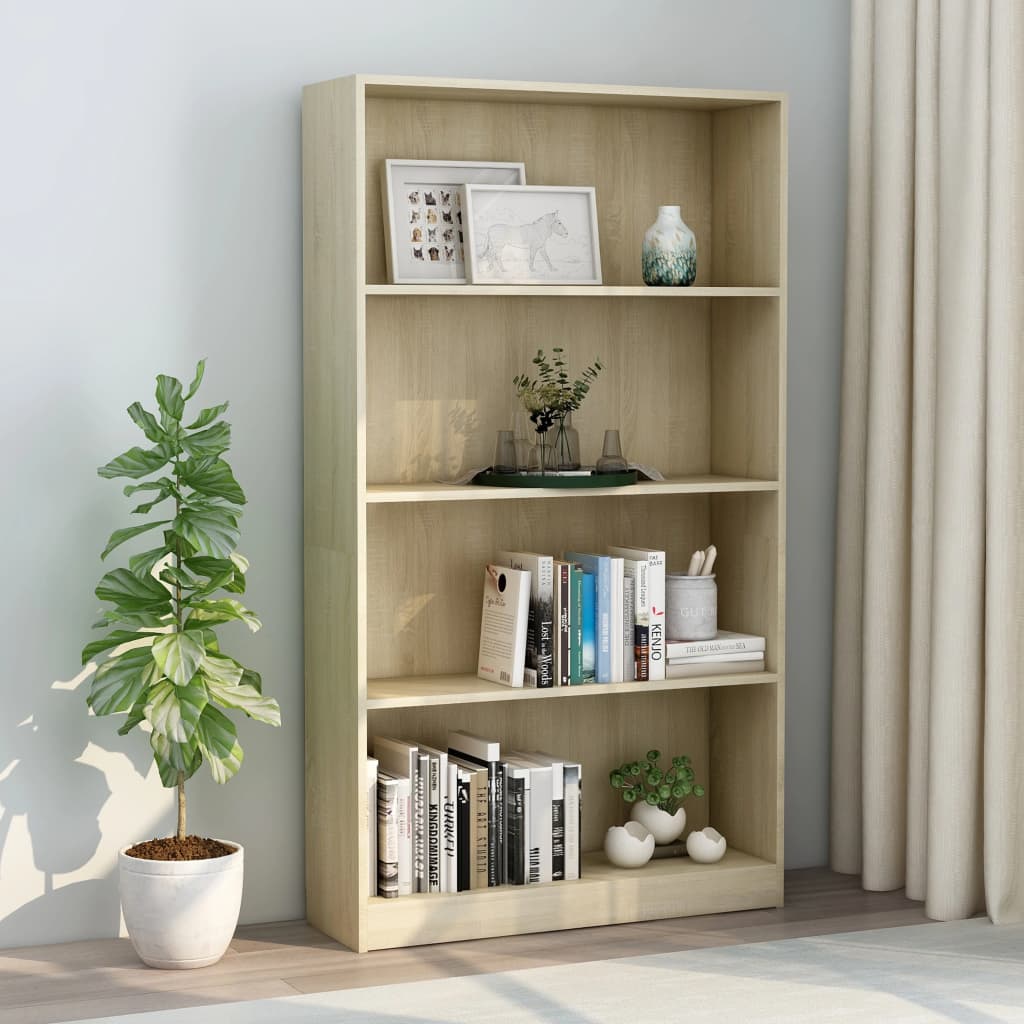 vidaXL Βιβλιοθήκη με 4 Ράφια Sonoma Δρυς 80x24x142 εκ. Επεξ. Ξύλο