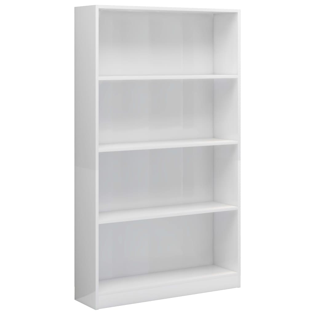 vidaXL Βιβλιοθήκη με 4 Ράφια Γυαλιστερό Λευκό 80x24x142 εκ Επεξ. Ξύλο
