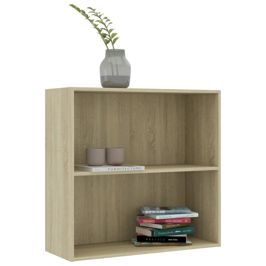 vidaXL Βιβλιοθήκη με 2 Ράφια Sonoma Δρυς 80x30x76,5 εκ. Επεξ. Ξύλο