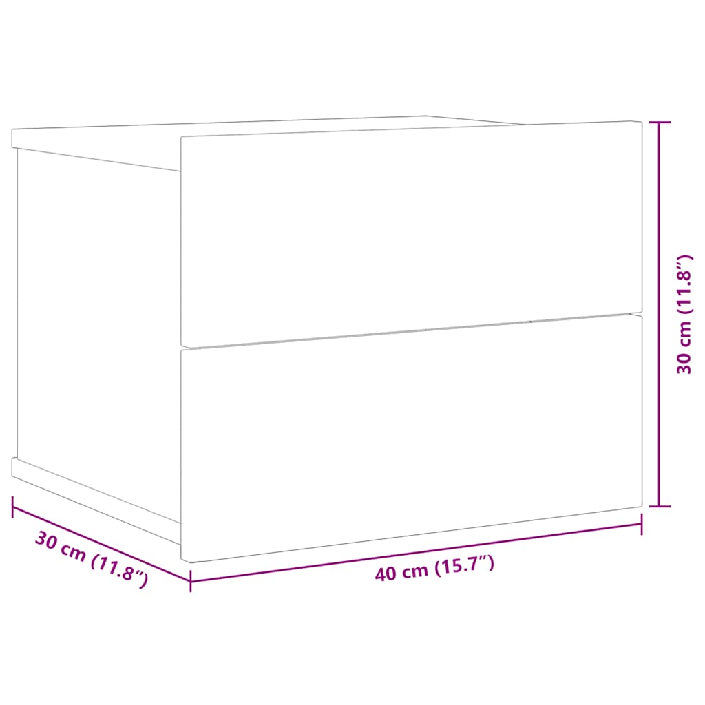 vidaXL Κομοδίνο Λευκό 40 x 30 x 30 εκ. από Επεξ. Ξύλο