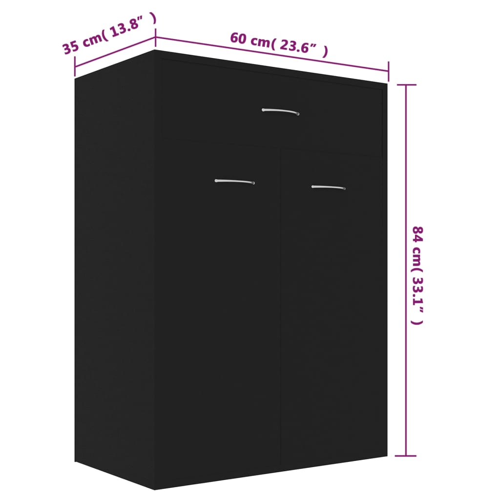 vidaXL Παπουτσοθήκη Μαύρη 60 x 35 x 84 εκ. από Επεξ. Ξύλο