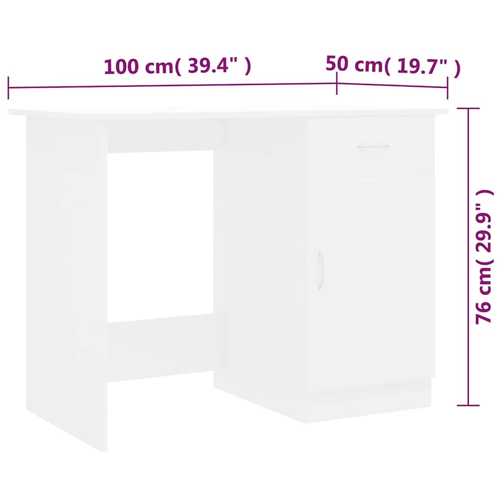 vidaXL Γραφείο Λευκό 100 x 50 x 76 εκ. από Επεξ. Ξύλο