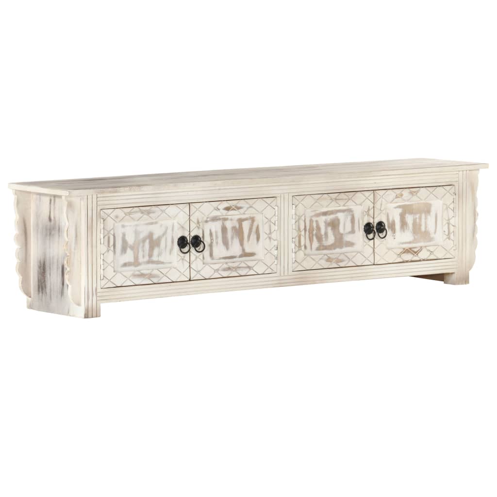 vidaXL Έπιπλο Τηλεόρασης Λευκό 140 x 30 x 35 εκ. από Μασίφ Ξύλο Μάνγκο