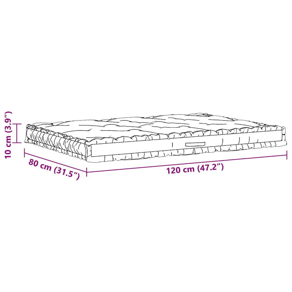 vidaXL Μαξιλάρα Δαπέδου / Παλέτας Μπεζ 120 x 80 x 10 εκ. Βαμβακερή