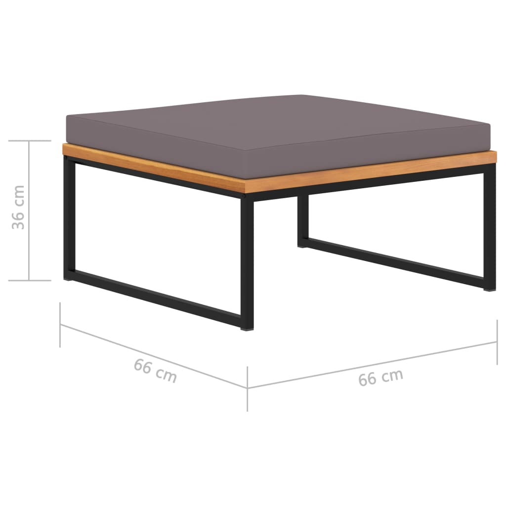 vidaXL Υποπόδιο Σκούρο Γκρι 66x66x36εκ. Μασίφ Ξύλο Ακακίας με Μαξιλάρι