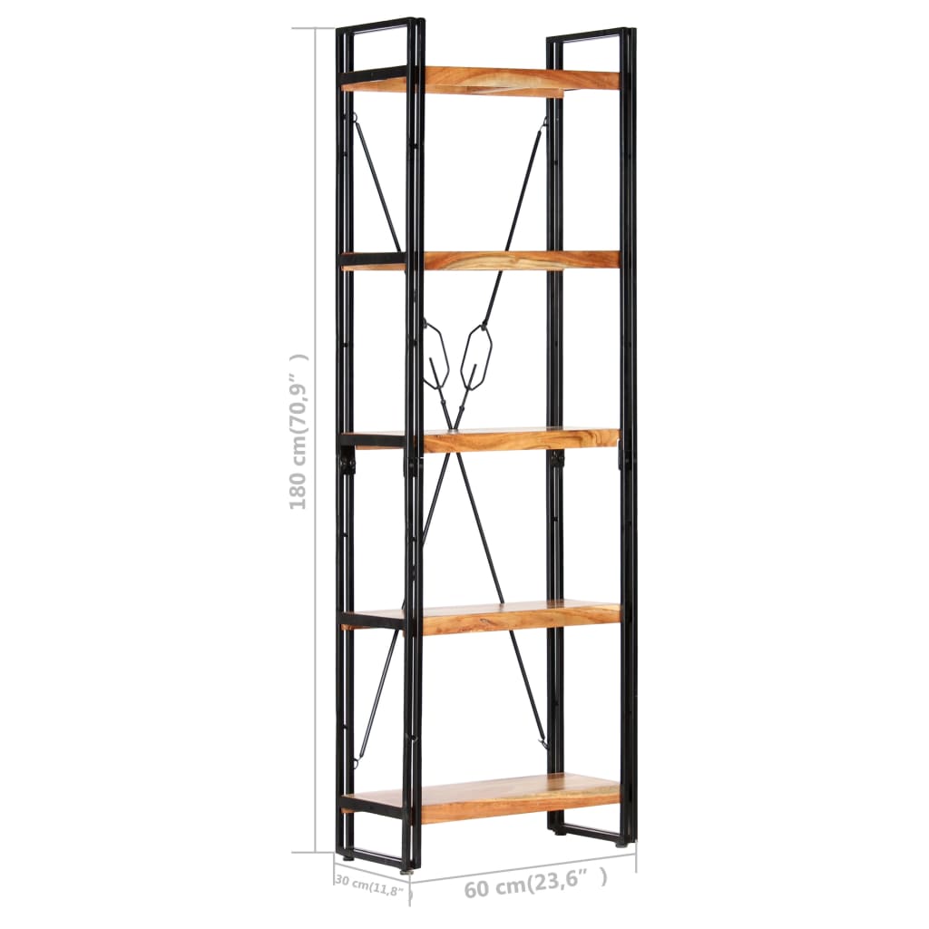 vidaXL Βιβλιοθήκη με 5 Επίπεδα 60 x 30 x 180 εκ. Μασίφ Ξύλο Ακακίας