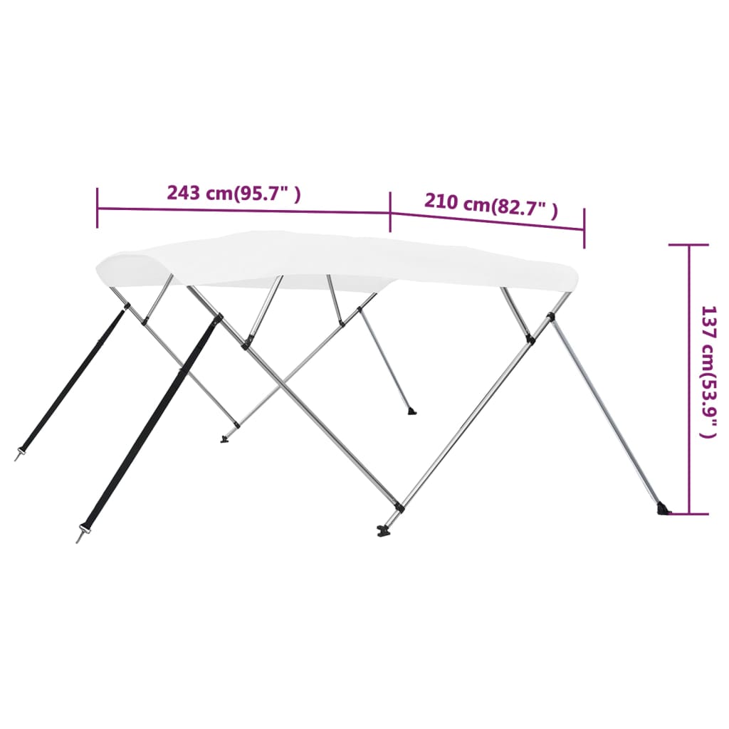 vidaXL Τέντα Σκάφους με 4 Αψίδες Λευκή 243 x 210 x 137 εκ.