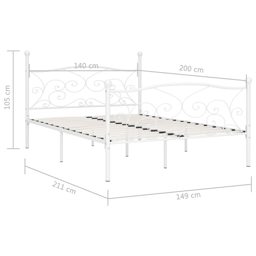 vidaXL Πλαίσιο Κρεβατιού με Τελάρο Λευκό 140 x 200 εκ. Μεταλλικό