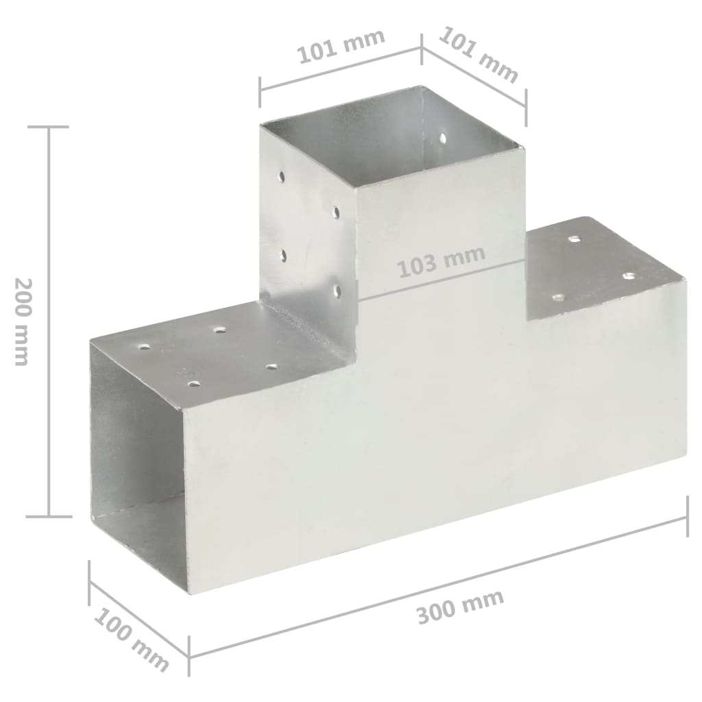 vidaXL Σύνδεσμος Στύλου Σχήματος T 101x101 χιλ. από Γαλβανισμ. Μέταλλο