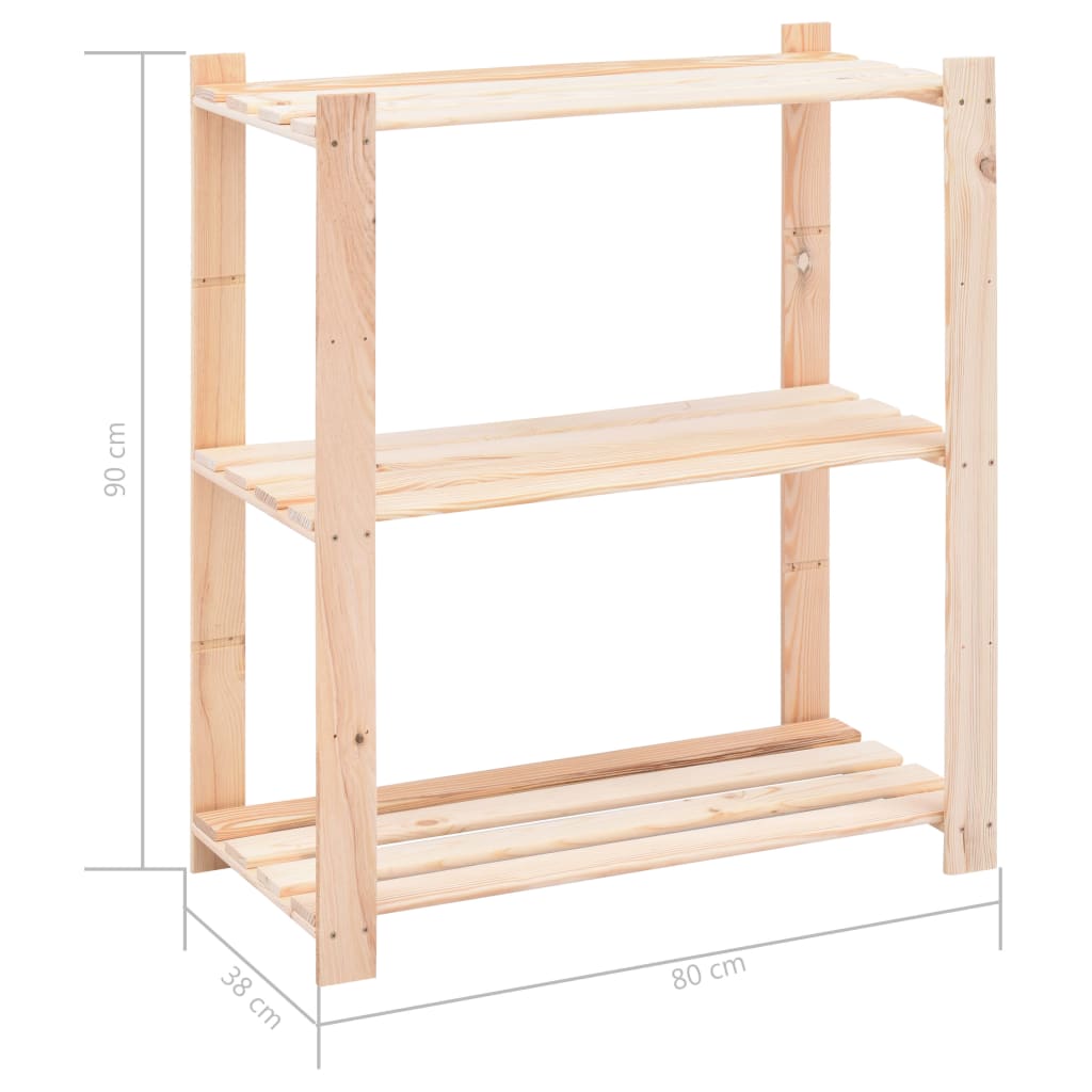 vidaXL Ραφιέρες 3 Επιπέδων 10 τεμ 150 κ 80x38x90 εκ. Μασίφ Ξύλο Πεύκου