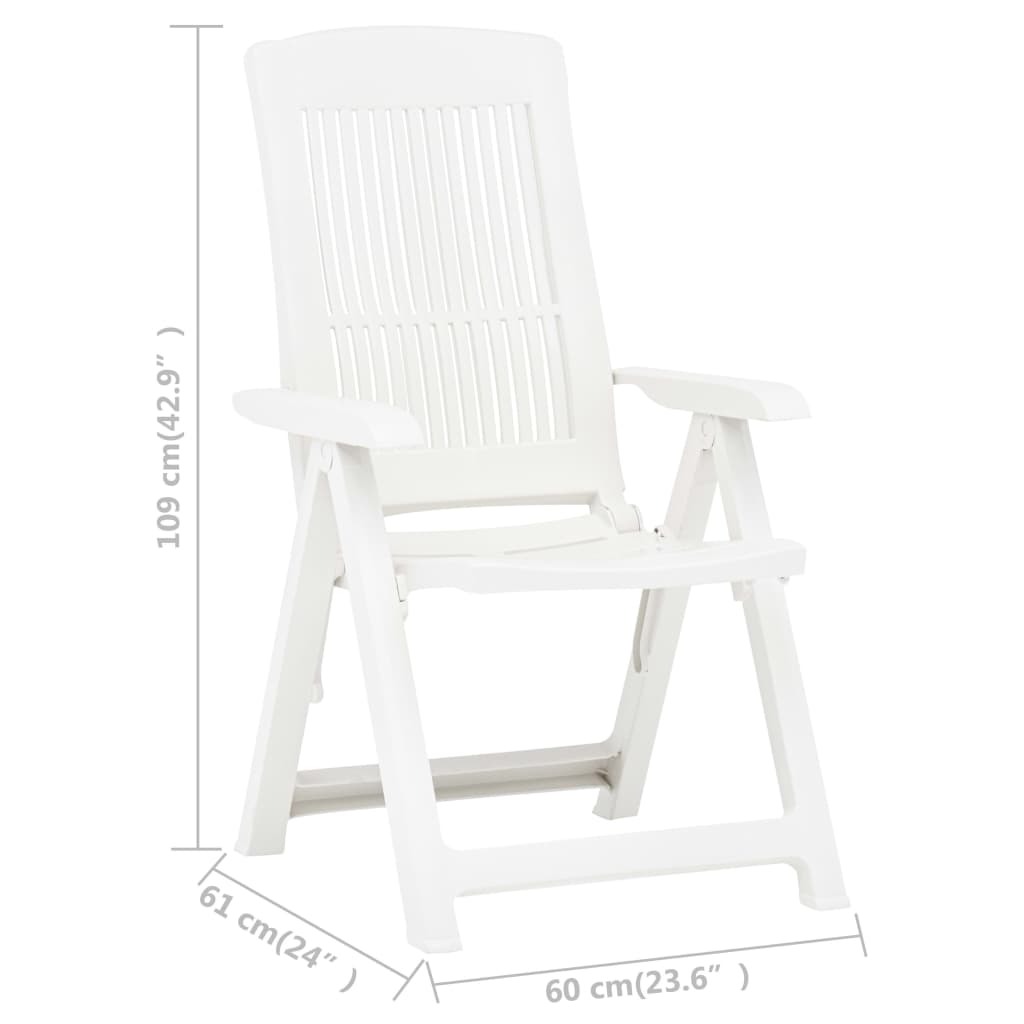 vidaXL Καρέκλες Κήπου Ανακλινόμενες 2 τεμ. Λευκές Πλαστικές