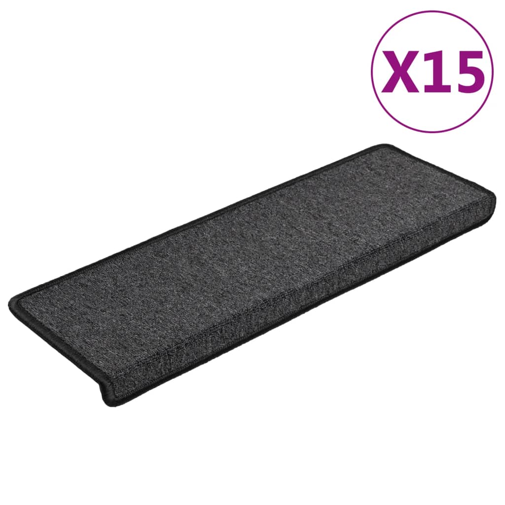 vidaXL Πατάκια Σκάλας Μοκέτα 15 τεμ. Ανθρακί 65x21x4 εκ.